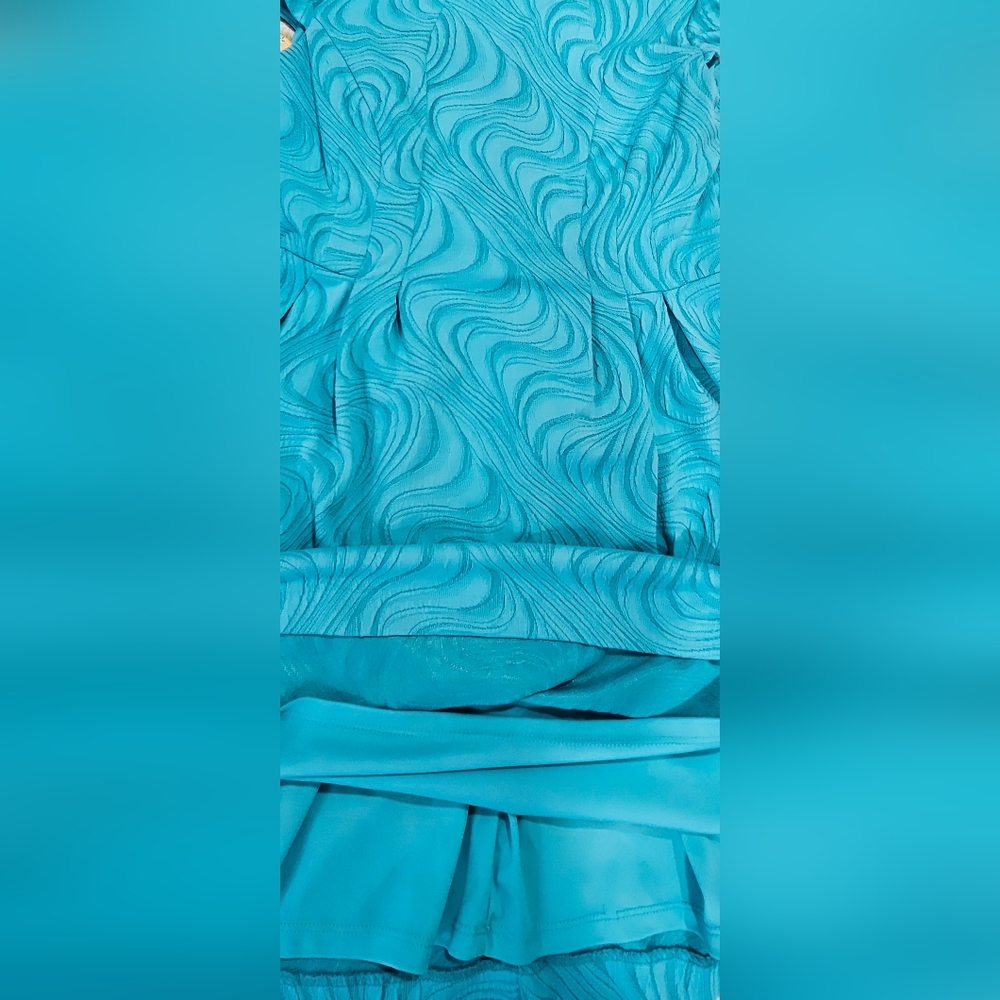 R&K Aqua Turquoise Blue Cap Sleeve Fit & Flare Dress Size 10P - Picture 11 of 11
